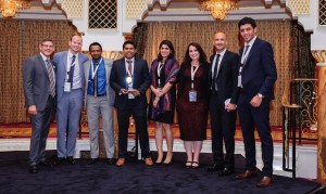 (L-R) Adrian Pickering (VP MEA, Juniper Networks), Christopher Green (Divisional Manager, Security, Westcon ME), Syed Parvez Akhtar (Network Consultant, Westcon ME), Basant Rawlo (BDM Juniper, Westcon ME), Maryem Zia (Marketing Manager, Westcon), Marie Hastings (Product Manager, Westcon), Mario Georgiou (Area Partner Director MEA , Juniper Networks) and Alaa Salameh (Account Manager Juniper, Westcon ME) 
