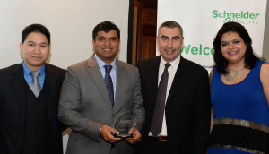 Logicom's David Yuson and Srijit Nair collecting the awards