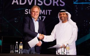 Eugene Kaspersky, Kaspersky Lab, and Khaled Al Melhi, Injazat at the signing of the MoU. 