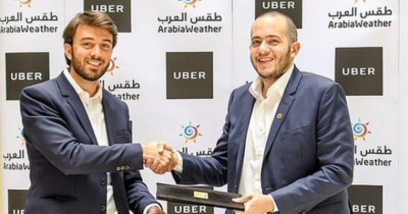 Uber Jordan Country Manager Hamdi Tabaa and ArabiaWeather CEO Mohammed Al-Shaker