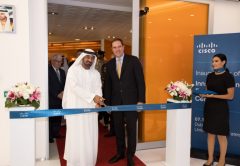 H.H. Sheikh Ahmed bin Saeed Al Maktoum and Cisco CEO Chuck Robbins inaugrate the firm's Innovation and Experience Centre