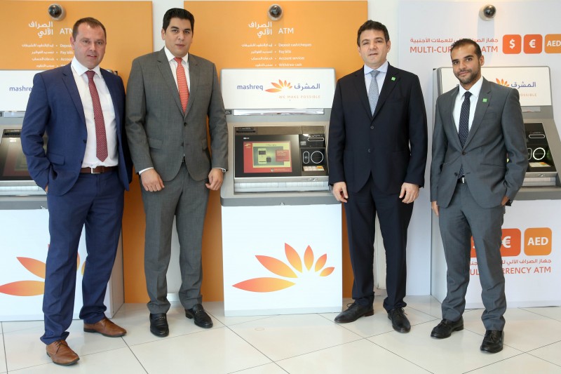 (L-R) Alain Francis and Aref Al Ramli, UAE Mashreq Bank, Wael El Aawar and Motaz Ghazi, NCR