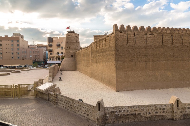 Al Fahidi fort - ancient arabic fortress in Dubai Museum, UAE, Dubai tourism