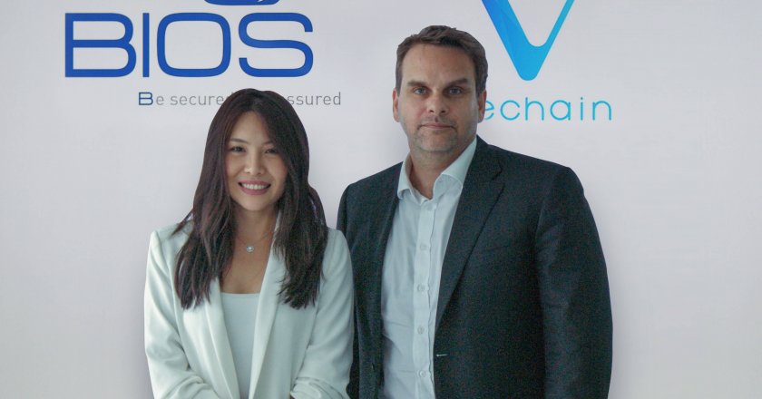 Sara Nabaa, Country Manager, VeChain and Dominic Docherty, Managing Director, BIOS Middle East