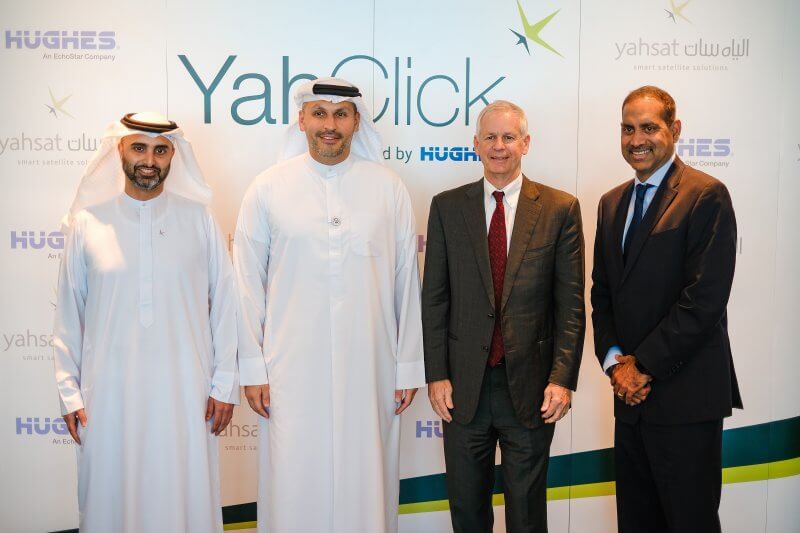Yahsat and Hughes executive teams at the signing ceremony