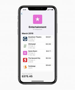 Apple Card iphone X interface