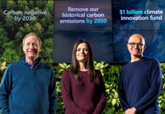 Microsoft President Brad Smith, Chief Financial Officer Amy Hood, and Chief Executive Officer Satya Nadella.