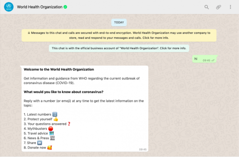 WhatsApp WHO Health Alert