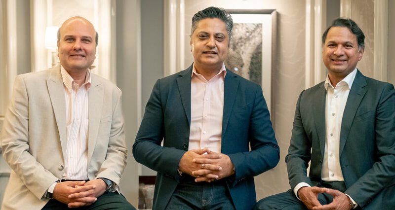 Razat Gaurav, CEO of Planview, flanked by Vishal Dhawan, Managing Director & President for Asia Pacific & Middle East, Planview and Stephen Fernandes, Chief Growth Officer & Head Middle East, Planview.