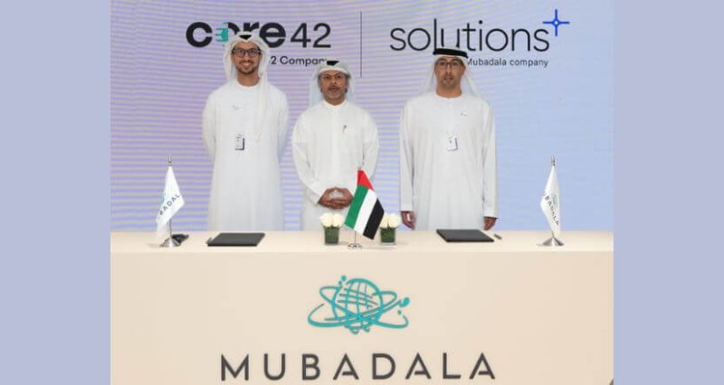 From left: Talal M. Al Kaissi, Chief Executive Officer, Core42; Ismail Ali Abdulla, Executive Director, UAE Clusters - UAE Investments Platform, Mubadala Investment Company; and Nasir Al Nabhani, Managing Director, Solutions+. 